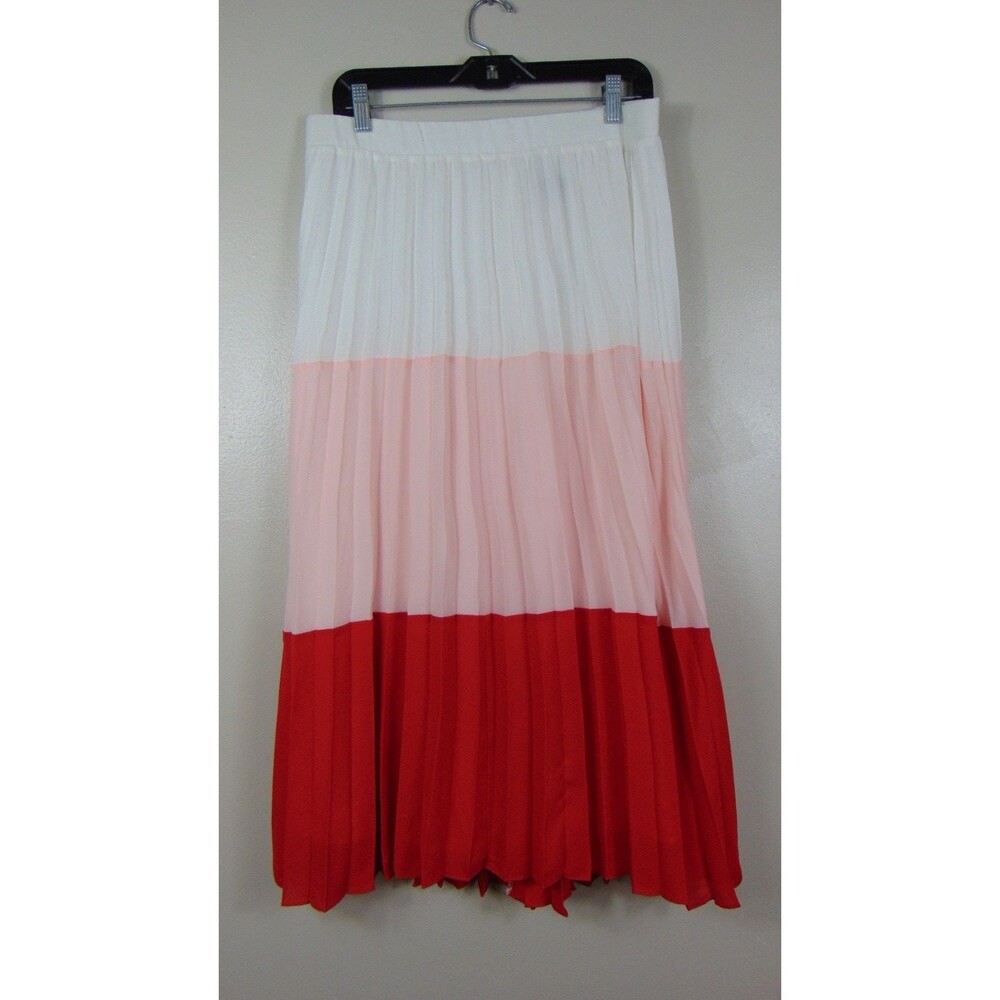 LuLus Perfectly Punctual Colorblock Skirt Womens  XlL Maxi Midi Red Pink White